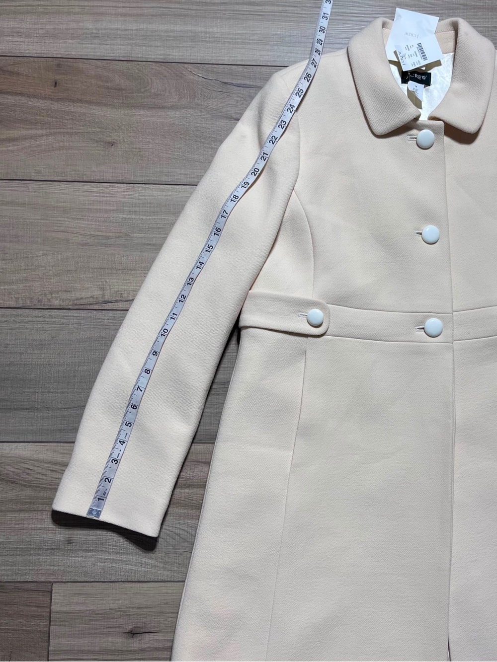 J.Crew Women’s Vintage Wool Blend Thinsulate Button Front Peacoat 16 Buttercream - Picture 5 of 16